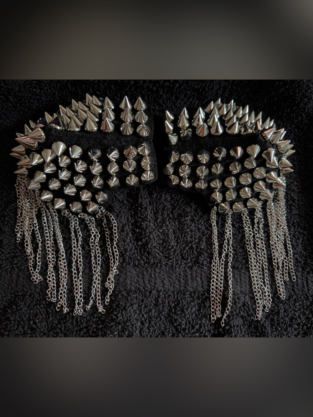 Silver Spike Fringe Statement Shoulder Pad embellishments- Unbranded
